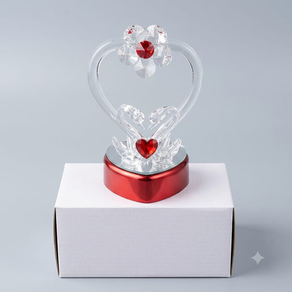 Glass Swan Pair Decorative Gift Piece