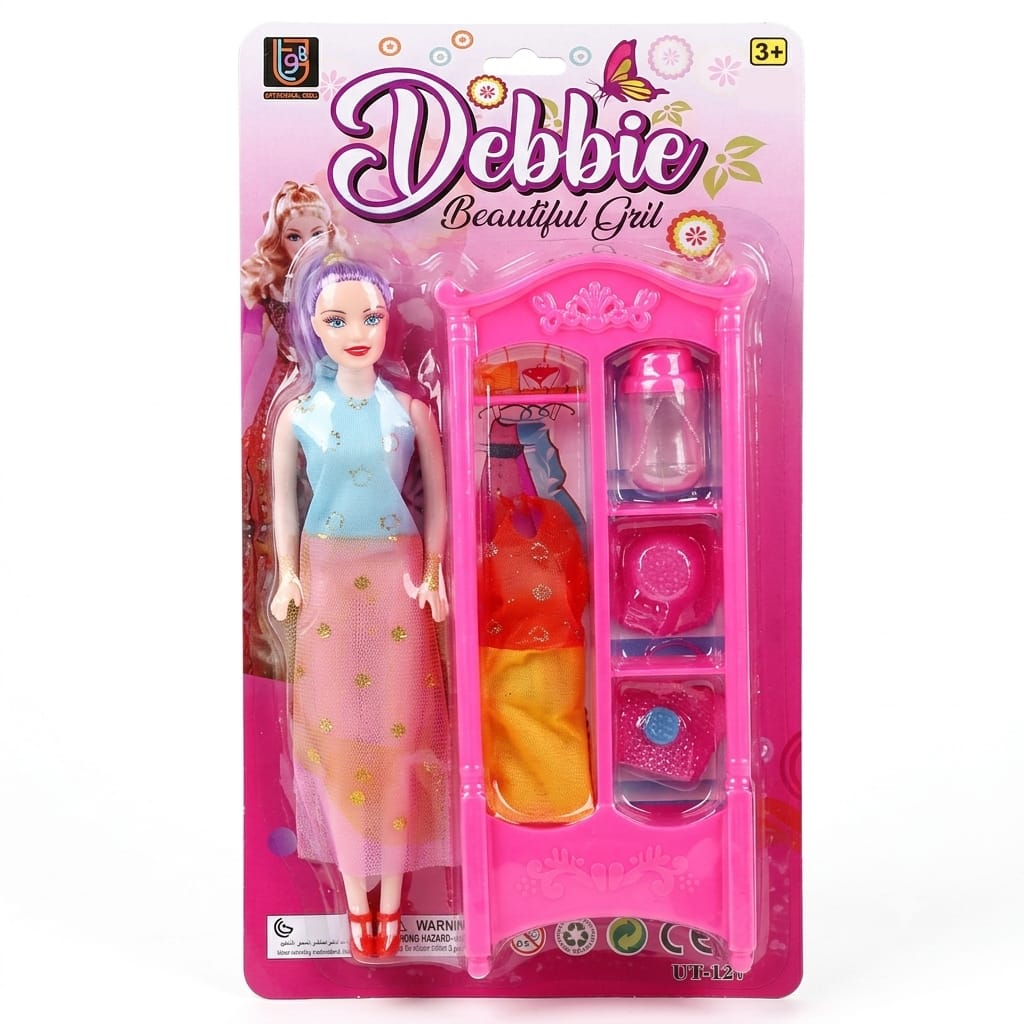 Debbie Fashion Doll Play Set with Wardrobe Closet & Accessories
