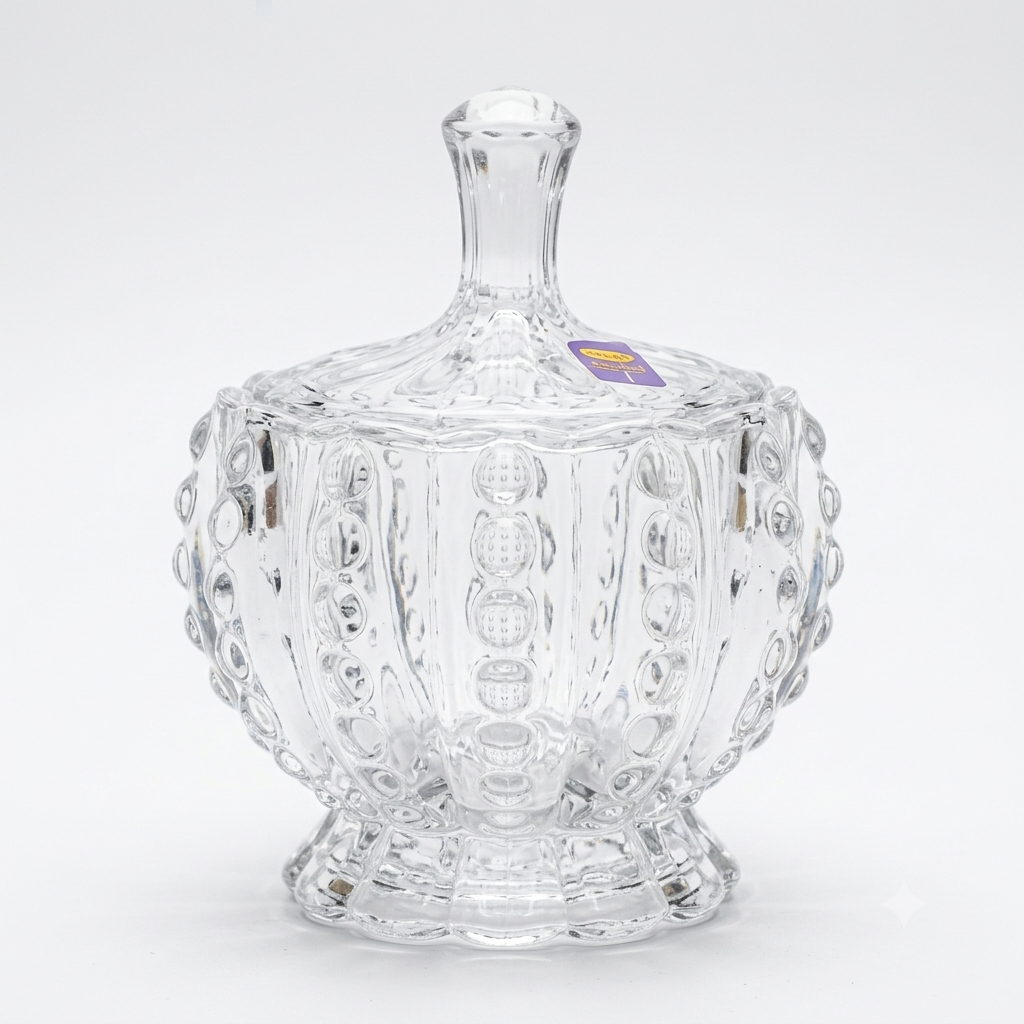 Crystal Glass Candy Jar with Lid