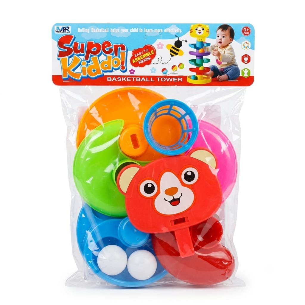 Super Kiddo Ball Drop Basketball Tower Toy Set for Toddlers