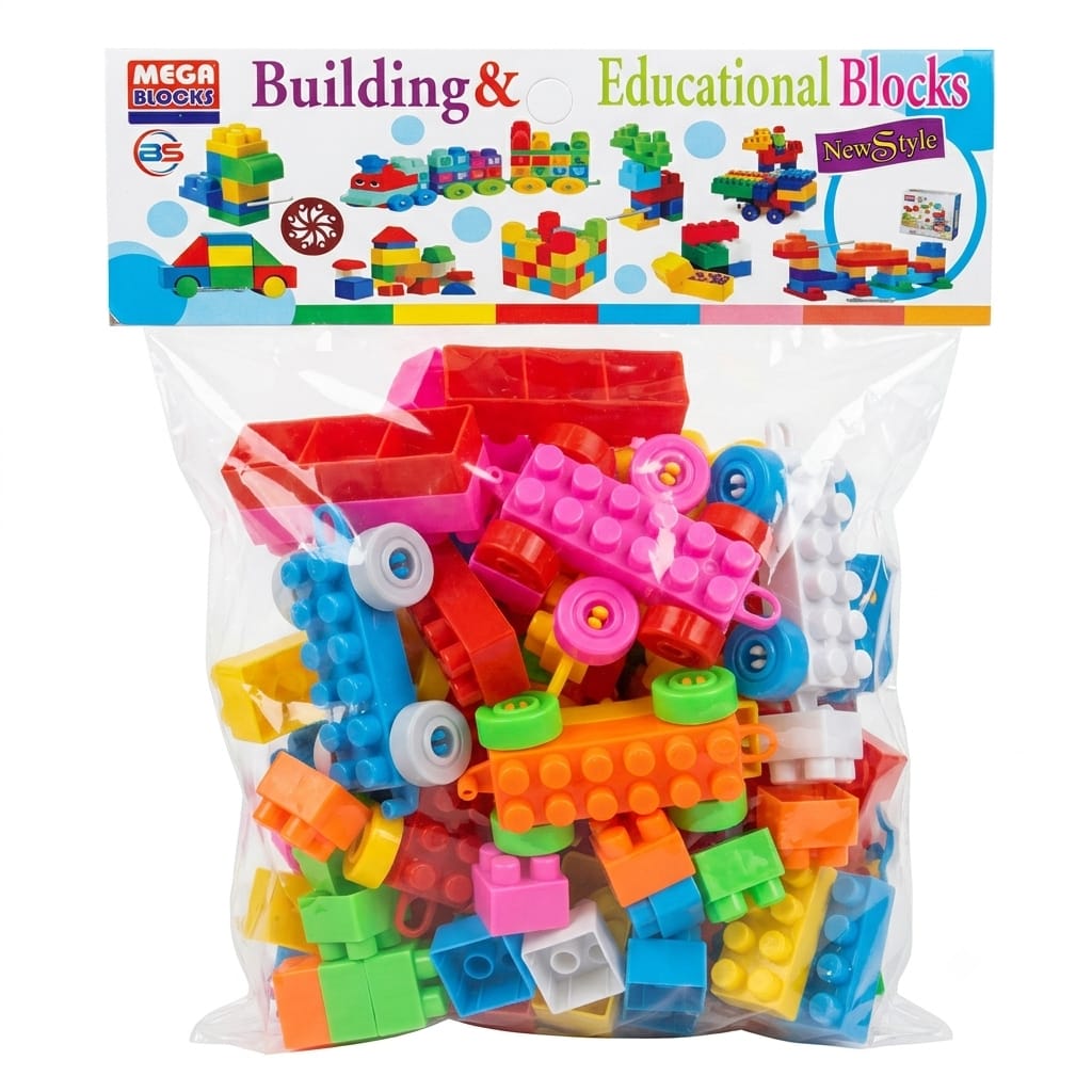 Colorful Educational Mega Building Blocks Toy Set with Wheels