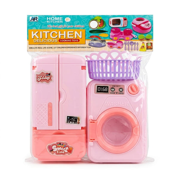Miniature Pink Refrigerator & Washing Machine Home Kitchen Appliance Toy Set