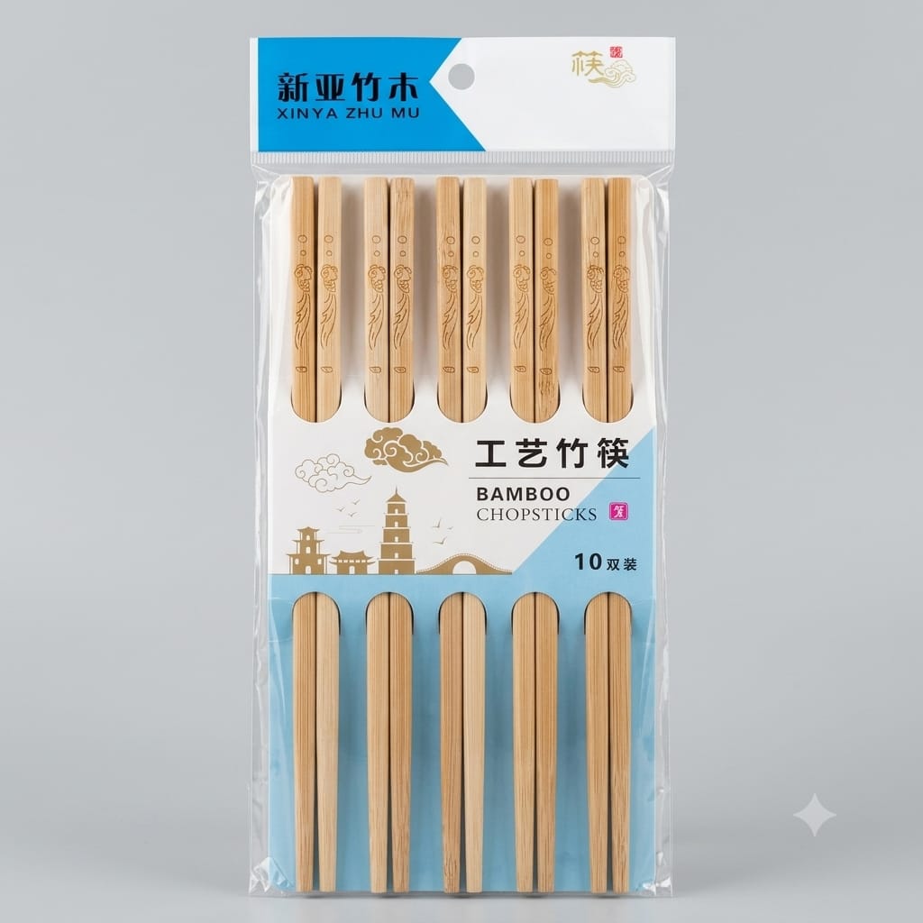 10-Pair Natural Bamboo Chopsticks Set
