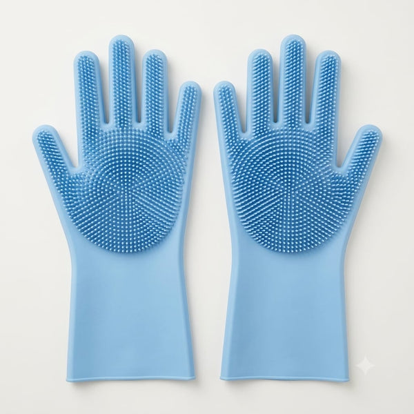 Silicone Dishwashing Gloves with Built-in Scrubber