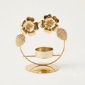 Golden Floral Wreath Tea Light Candle Holder