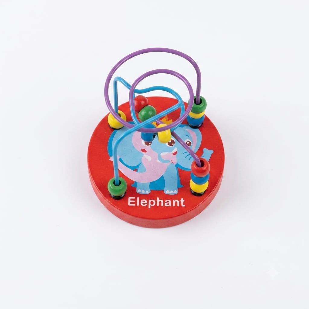 Colorful Elephant Wooden Coaster Bead Toy