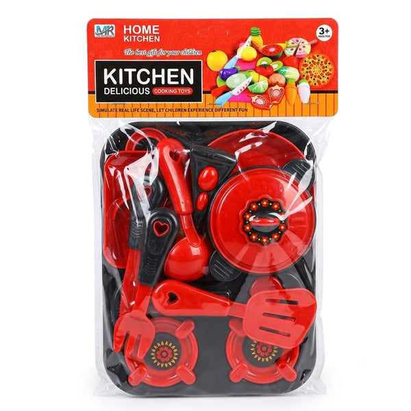 Kids Kitchen Cooking Pretend Play Set with Cooking Utensils