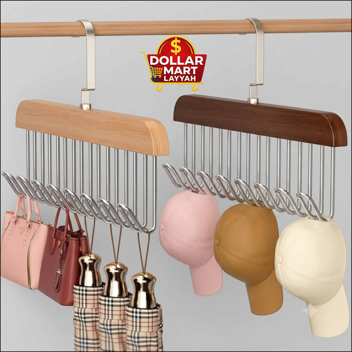 Multi-Hook Wooden Hanger Organizer