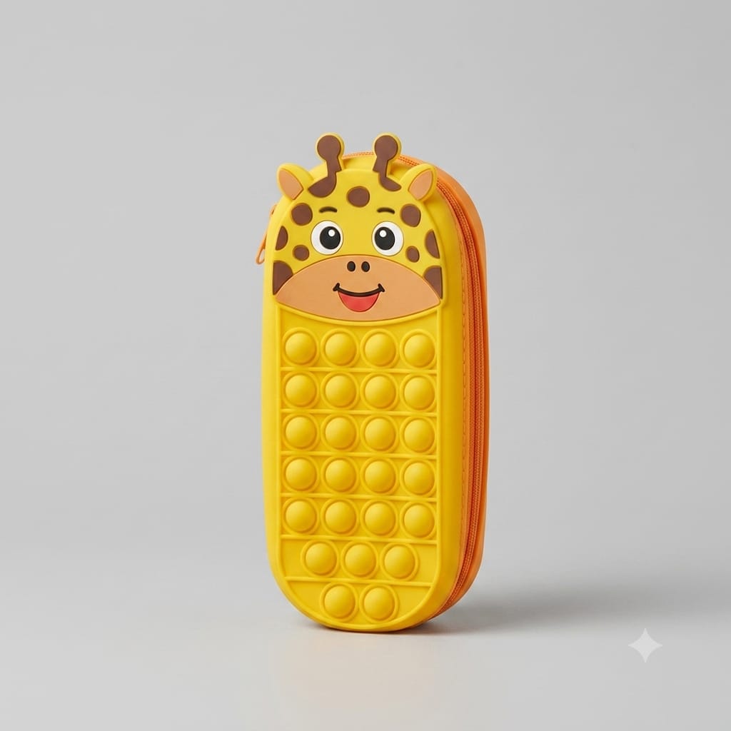 Cute Giraffe Pop-It Silicone Pencil Case