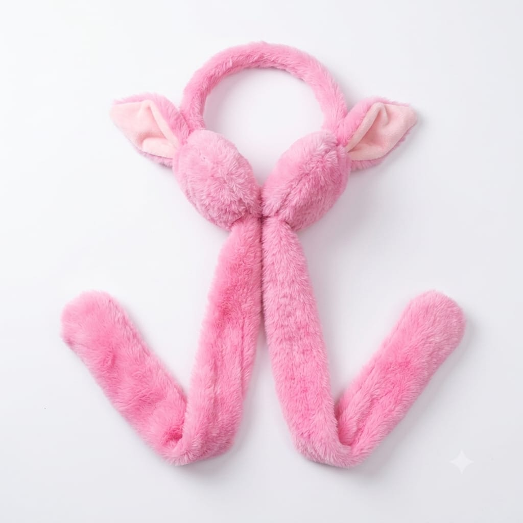 Cute Bunny Ear Moving Plush Earmuffs