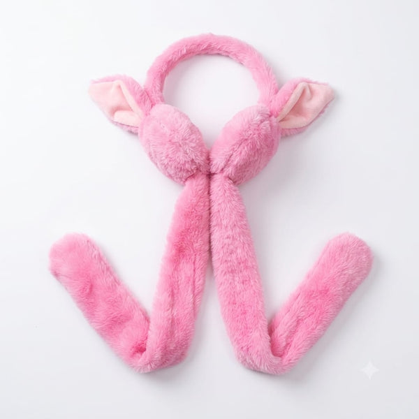 Cute Bunny Ear Moving Plush Earmuffs