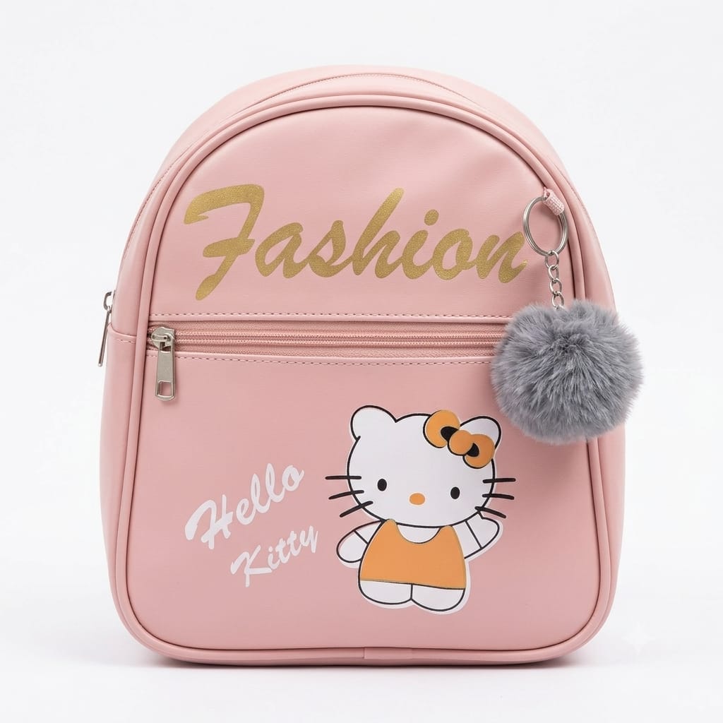 Hello Kitty Cute Pink Mini Backpack with Pom-Pom