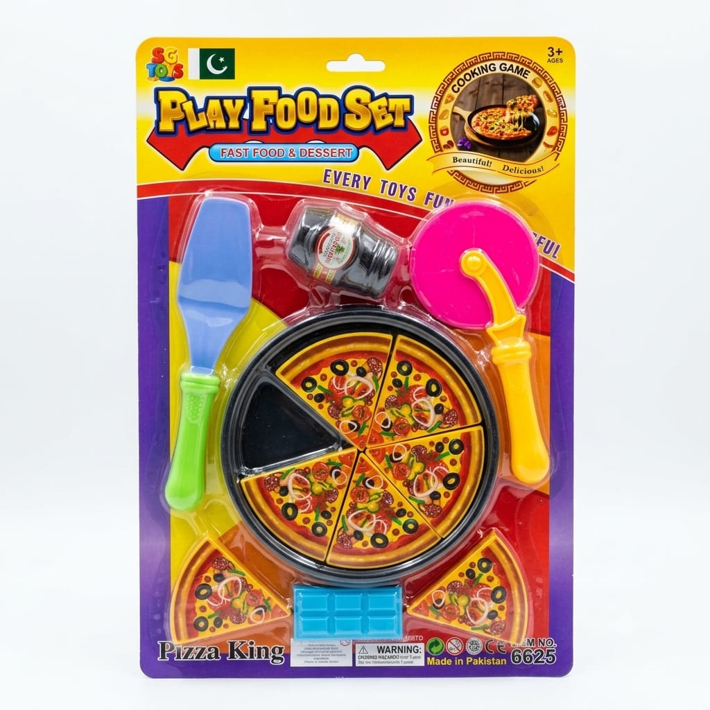 Kids Pizza King Fast Food Play Set with Cutter & Server