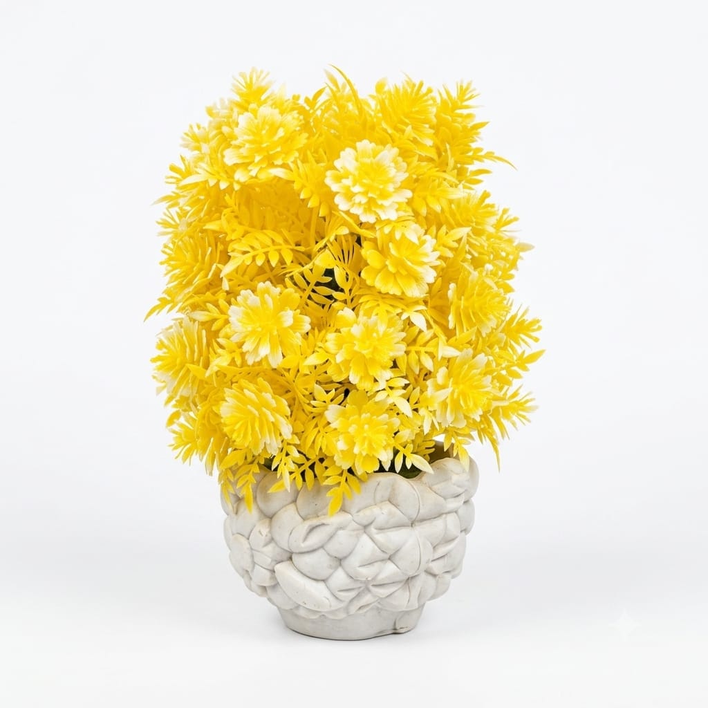 Artificial Yellow Flower Bunch with Decorative Pot