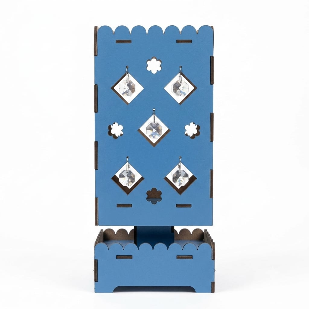 Wooden Earring & Jewellery Display Stand with Storage Tray