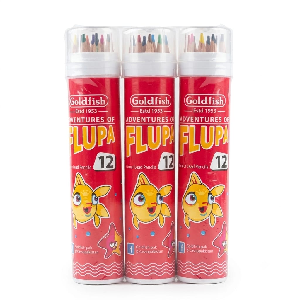 Goldfish Flupa 12 Color Pencils Set with Sharpener Lid