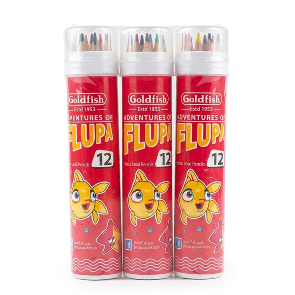 Goldfish Flupa 12 Color Pencils Set with Sharpener Lid