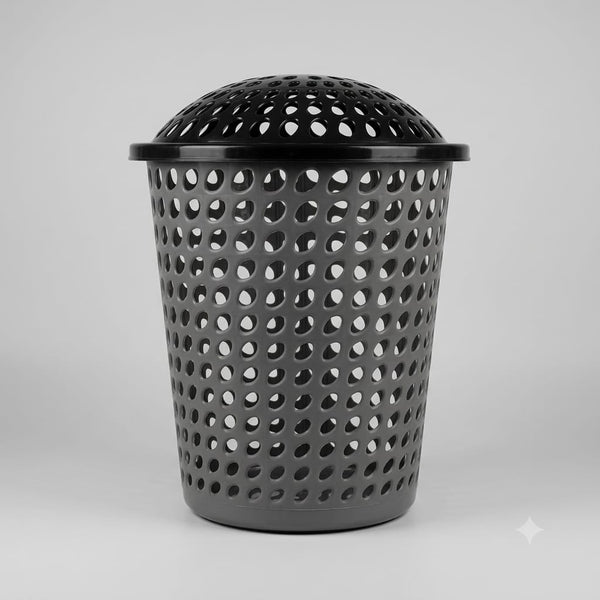 Round Plastic Laundry Basket with Dome Lid
