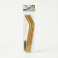 5-Piece Bent Golden Stainless Steel Straw Set with Brush